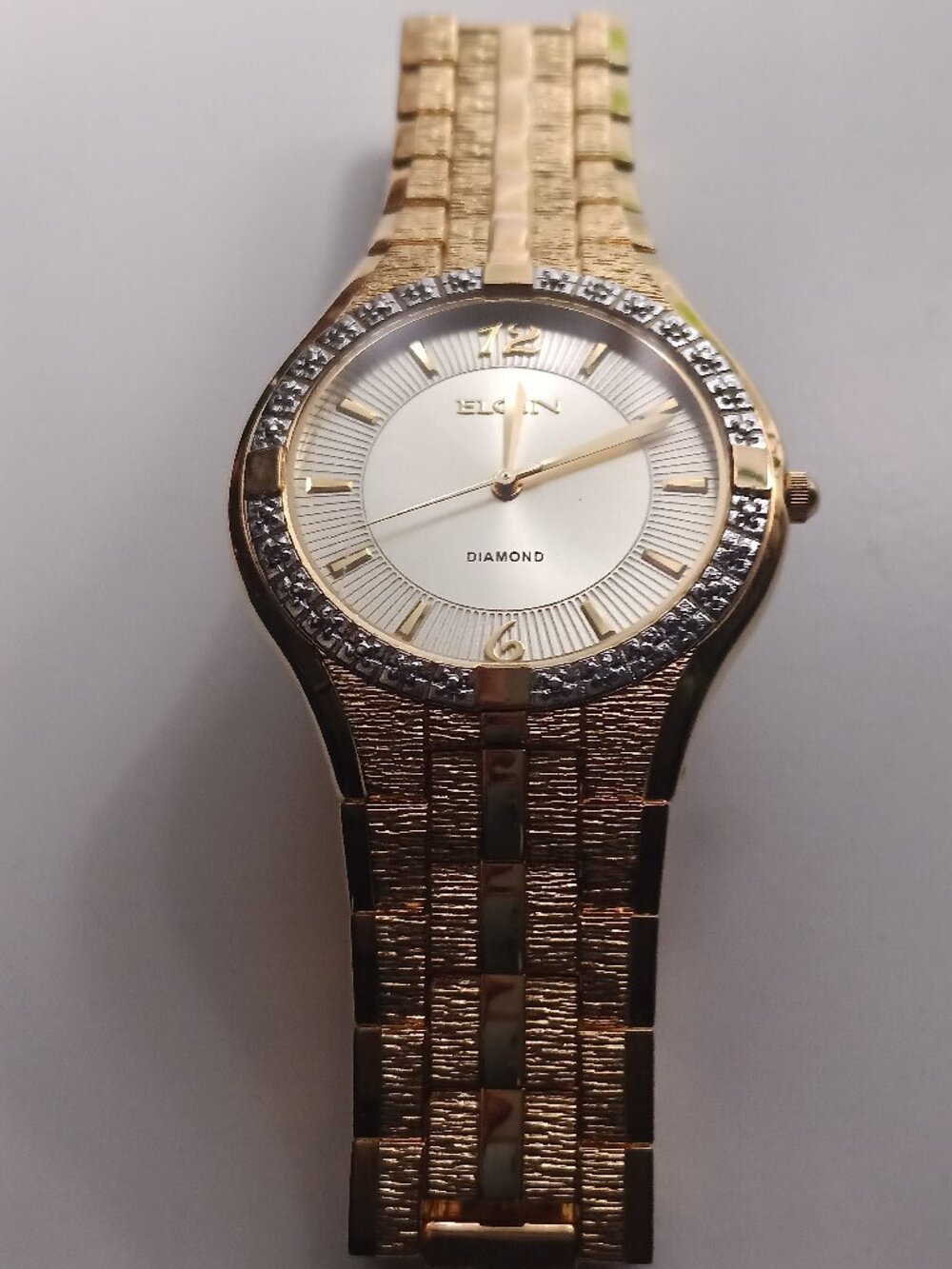 Elgin Brand Diamond Gold Plated Men's Dress Watch
